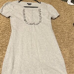 XOXO Light Gray Ruffle Button Top